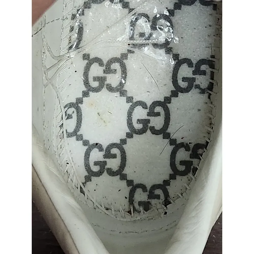 Gucci Ace Low Top Cream GG Embossed Logo Men's Size 38 with Box